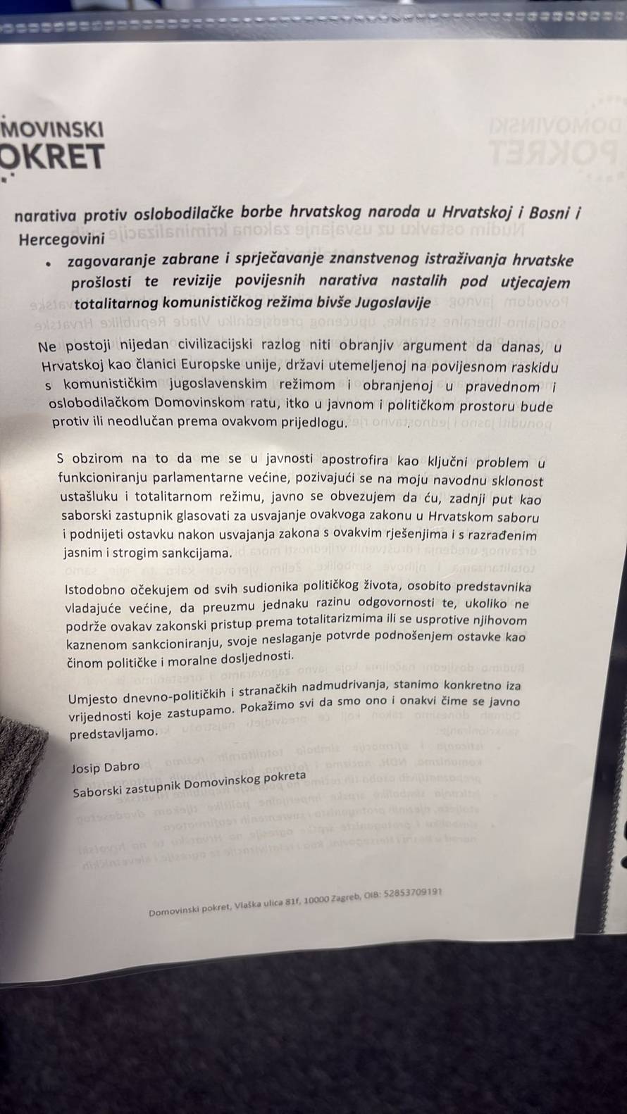 Dabro objavio popis: Evo što traži kako bi otišao iz Sabora