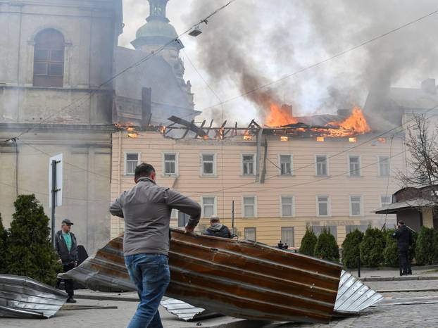 Aftermath of a Russian drone attack in Lviv