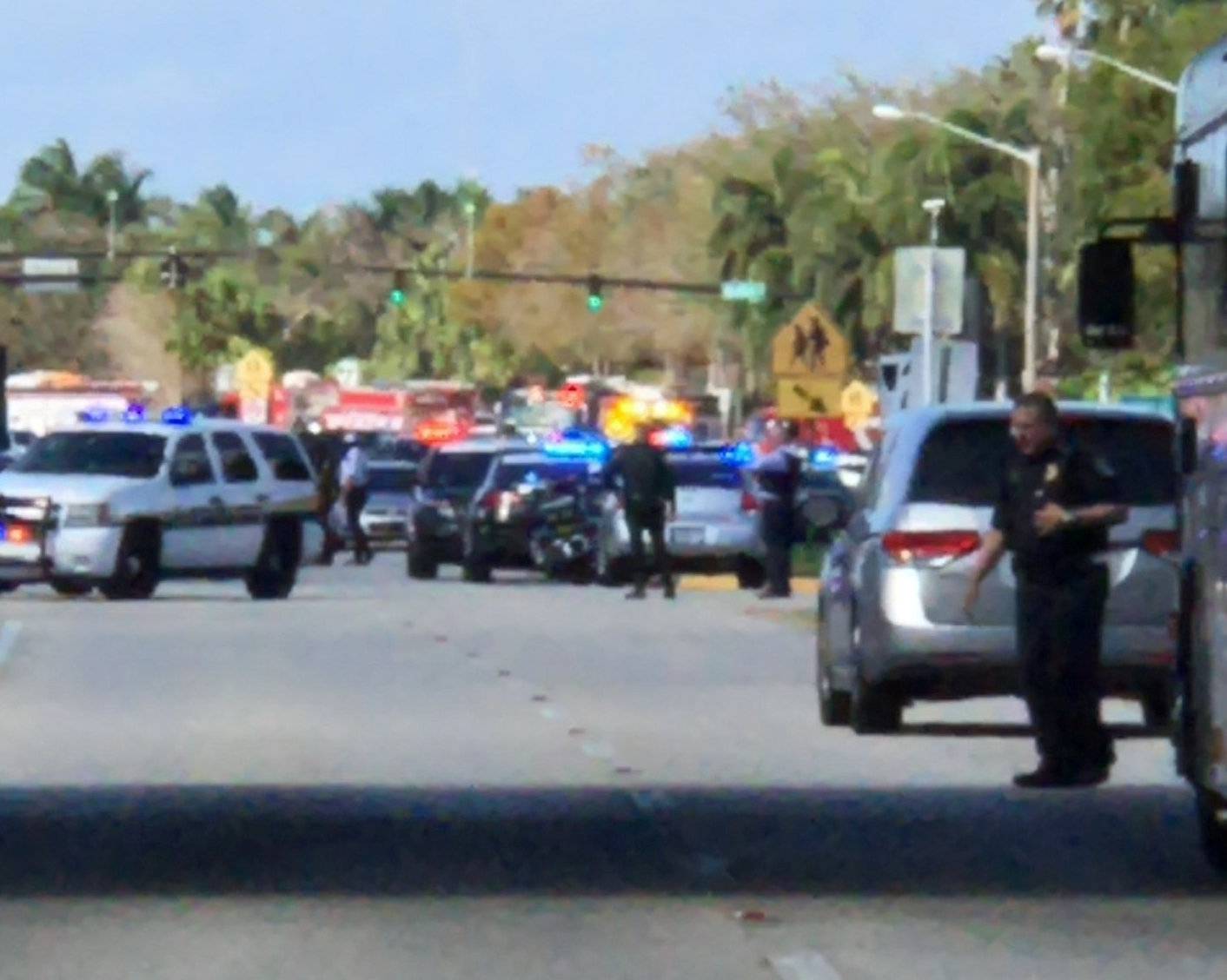 Police cars are seen in Coral Springs, Florida