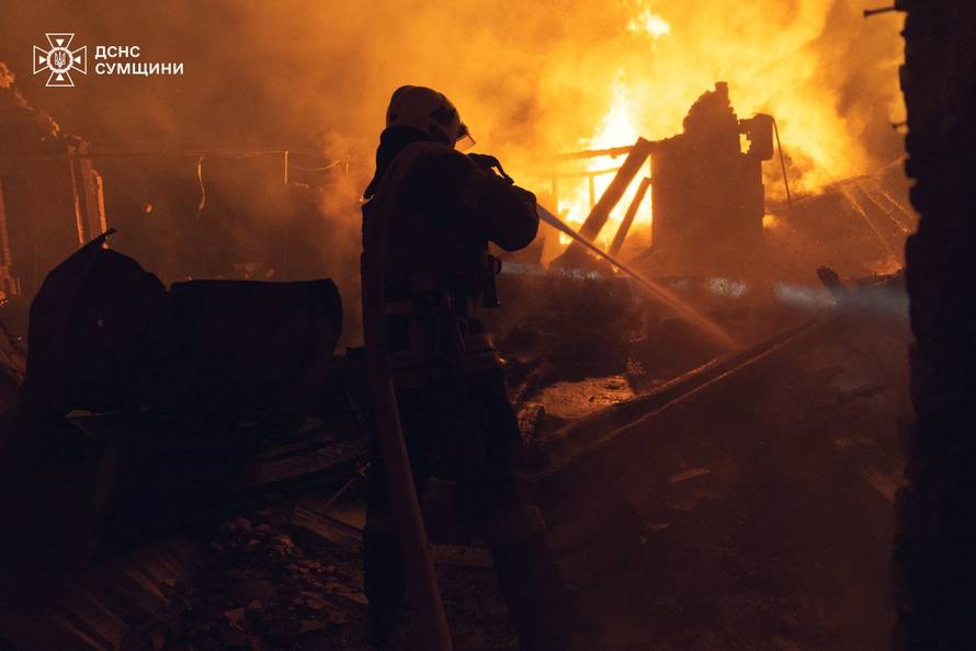 Aftermath of a Russian drone attack in Sumy region