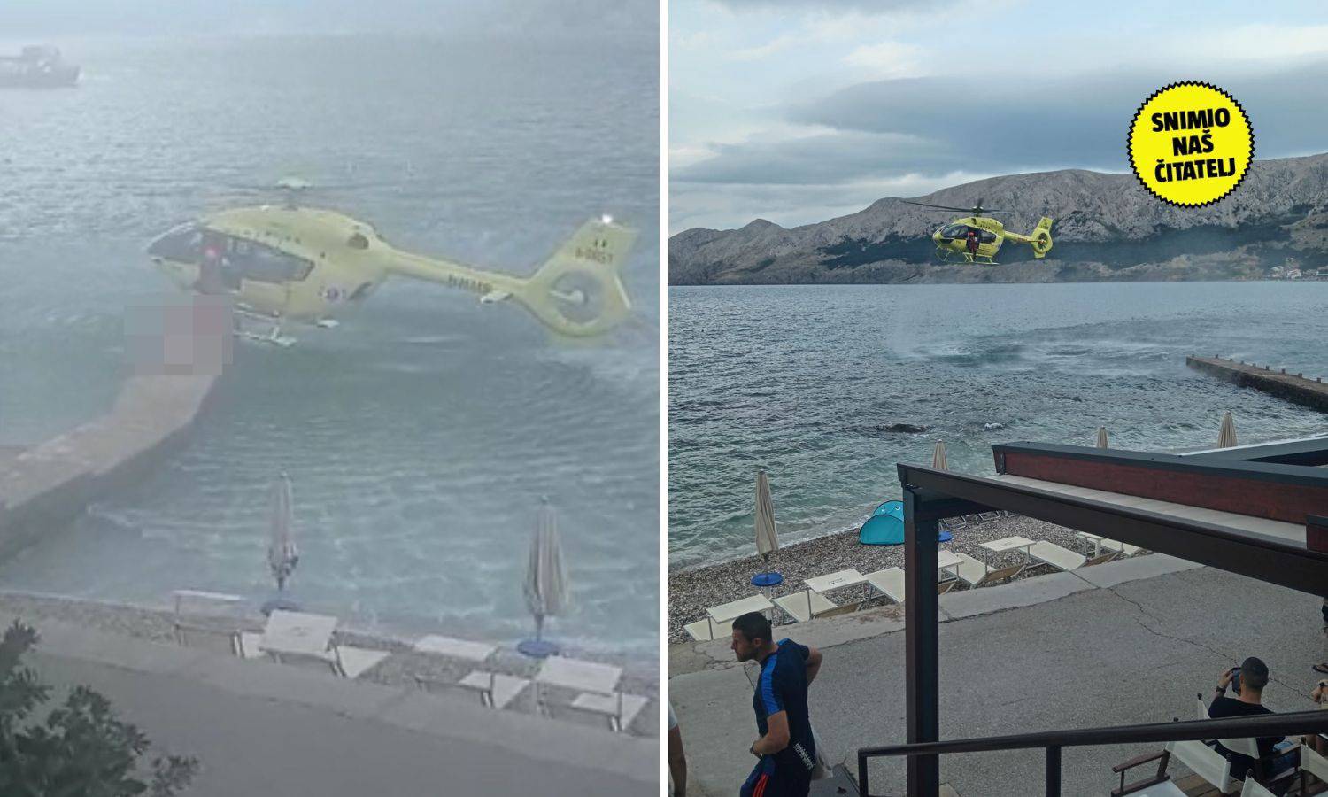 VIDEO Drama na Krku: Ženi je pozlilo u moru. Slali helikopter koji je sletio na mol. Umrla je