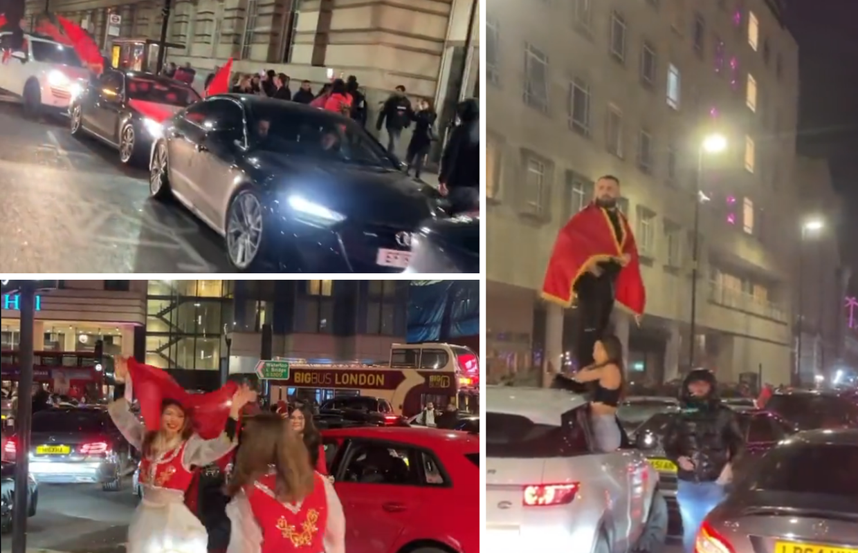 Albanci slavili Dan neovisnosti: Blokirali promet u Londonu skupim autima, žene plesale