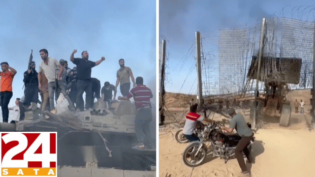 VIDEO Palestinci probili ogradu na granici, plešu na tenku za kojeg tvrde da je oduzet Izraelu