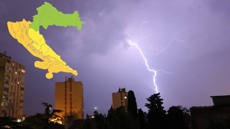 Nestabilno vrijeme zahvatilo je Hrvatsku: Pljuskovi, grmljavina i cijela obala u 'narančastom'