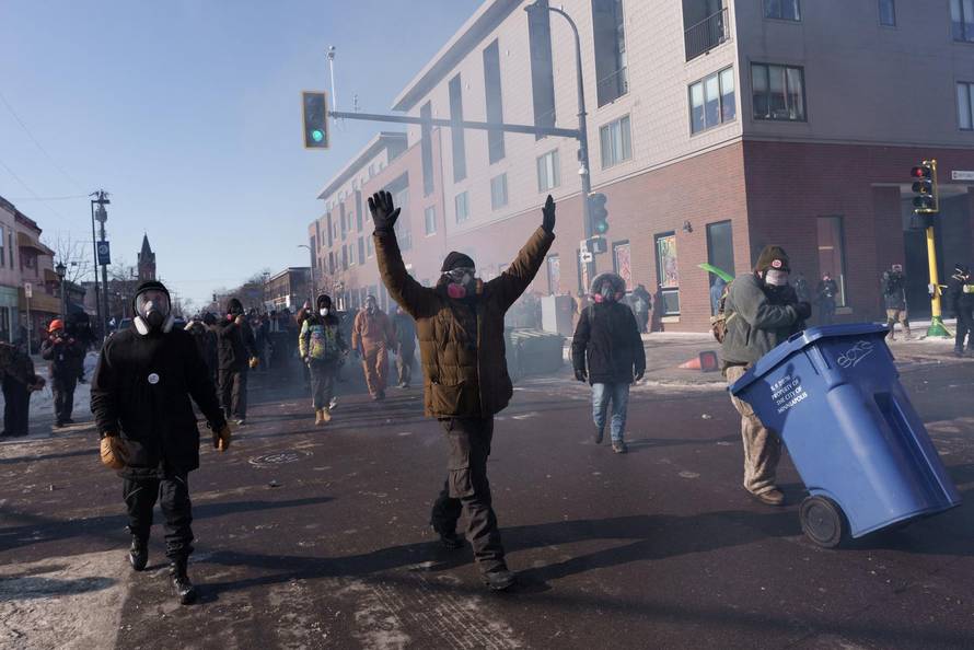 Protest after federal agents fatally shot a man while trying to detain him, in Minneapolis