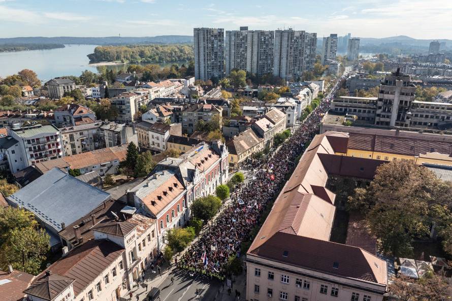 Protest march following the deadly November 2024 Novi Sad railway station canopy collapse, in Indjija
