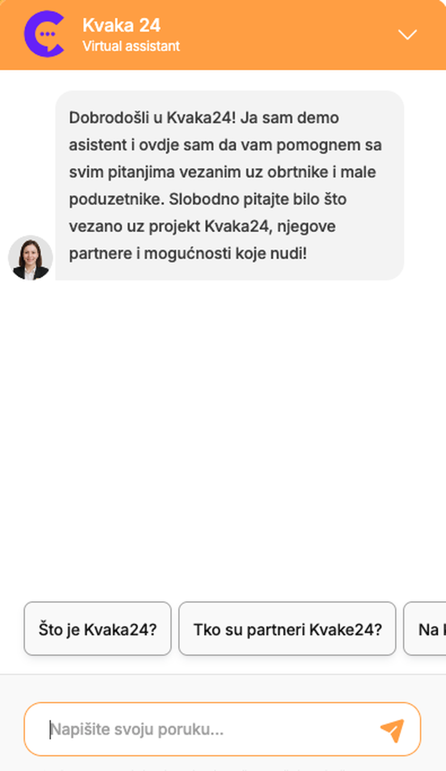 Imate nedoumice o poslovanju? Odgovor potražite od digitalnog savjetnika platforme Kvaka24!