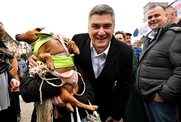 Zoran Milanović se družio s građanima u Čakovcu, oduševio ga psić koji ga je lizao po licu
