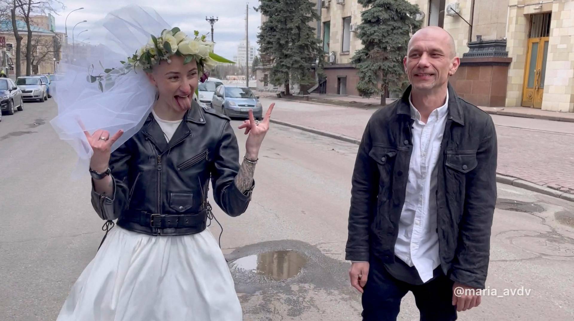 Ukrainian bride and groom, amid Russia's invasion of Ukraine, in Kharkiv