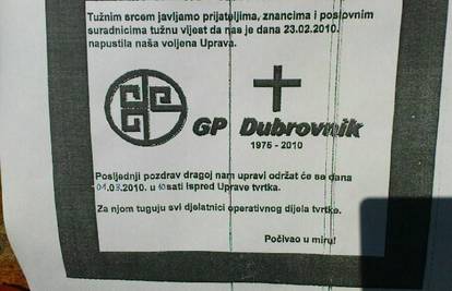 Radnici pokopali tvrtku GP Dubrovnik: Počivao u miru!