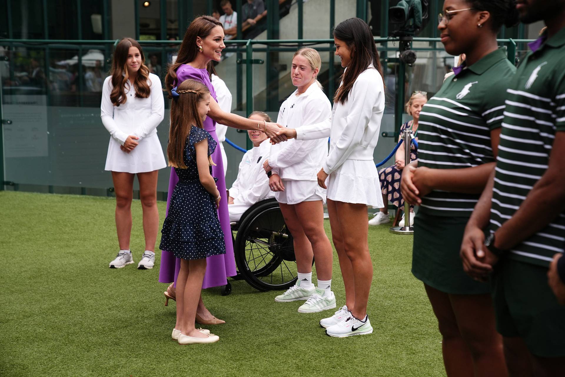 Britain's Catherine, Princess of Wales and Princess Charlotte at the 2024 Wimbledon Championships in London