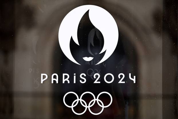 Logo of the Paris 2024 Olympic and Paralympic Games is seen on an official Paris 2024 store in Paris