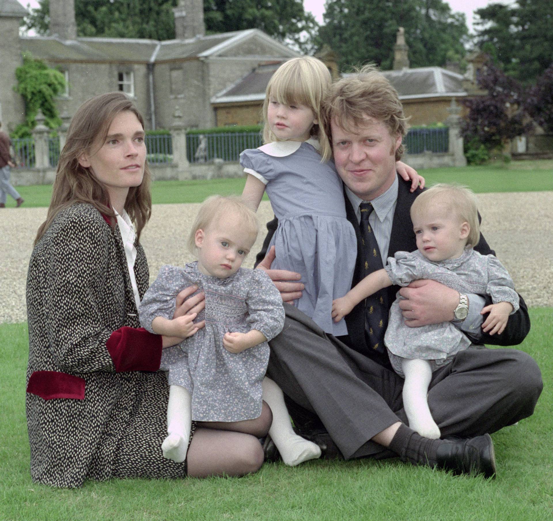 Charles Edward Maurice Spencer, 9th Earl Spencer, pictured with his first wife Victoria Lockwood and their three children, Althorp Hall, Northamptonshire, UK - 18 Jul 1993