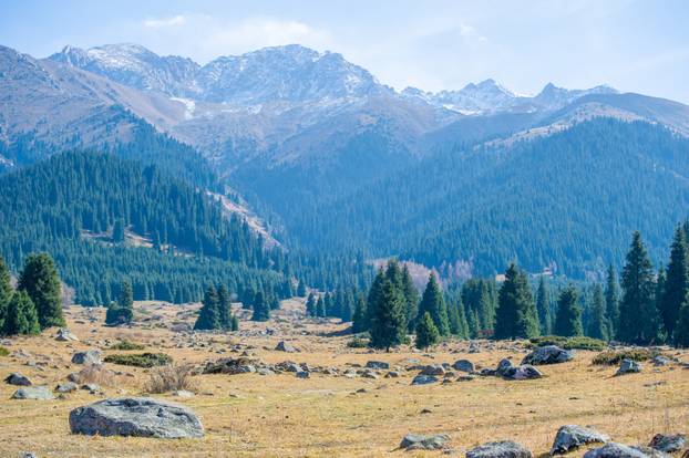 Immerse yourself in the tranquil beauty of the Tien Shan mountains. Enjoy a leisurely stroll through colorful fall foliage. Breathe in the fresh mountain air and admire the stunning scenery.