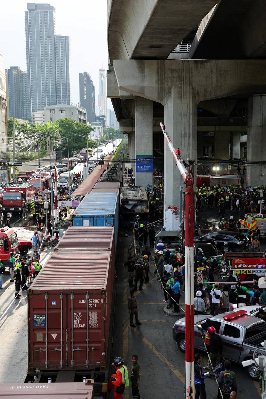 The scene of a multi-vehicle collision, in Bangkok