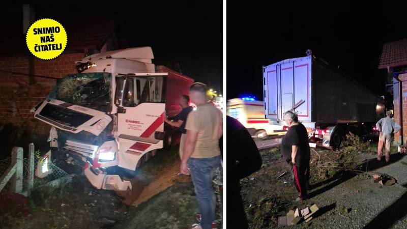 Teška nesreća kod Vrbovca: Čuo se udarac, kamion je završio u jarku! Jedna osoba je ozlijeđena