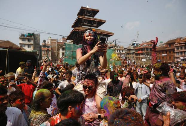 Holi celebration in Kathmandu