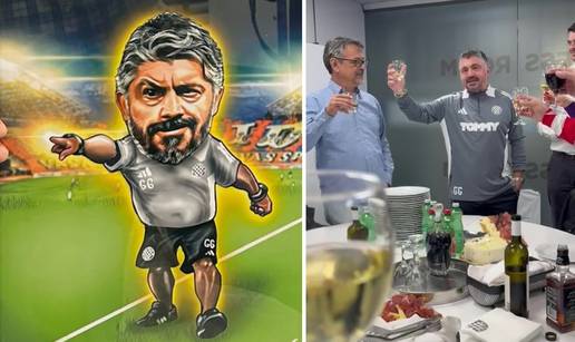 VIDEO Gattuso dobio karikaturu pa počastio novinare uz čašicu: 'Za obitelj, Božić i novu godinu'