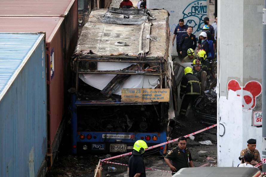 The scene of a multi-vehicle collision, in Bangkok