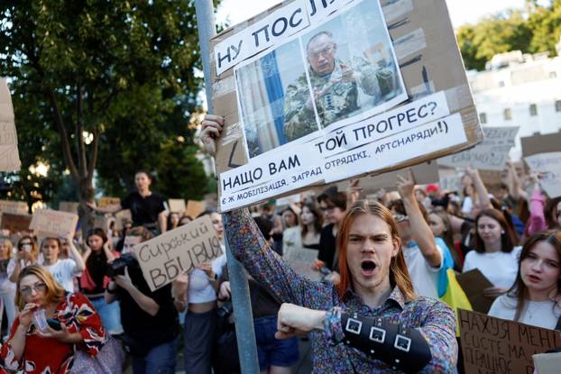 Protest against Ukrainian President Zelenskiy's decision to replace Fedorov as defence minister, in Kyiv