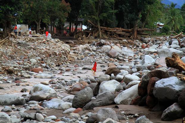 A view of boulders swept by flashfloods in a village in Salvador, Lanao del Norte