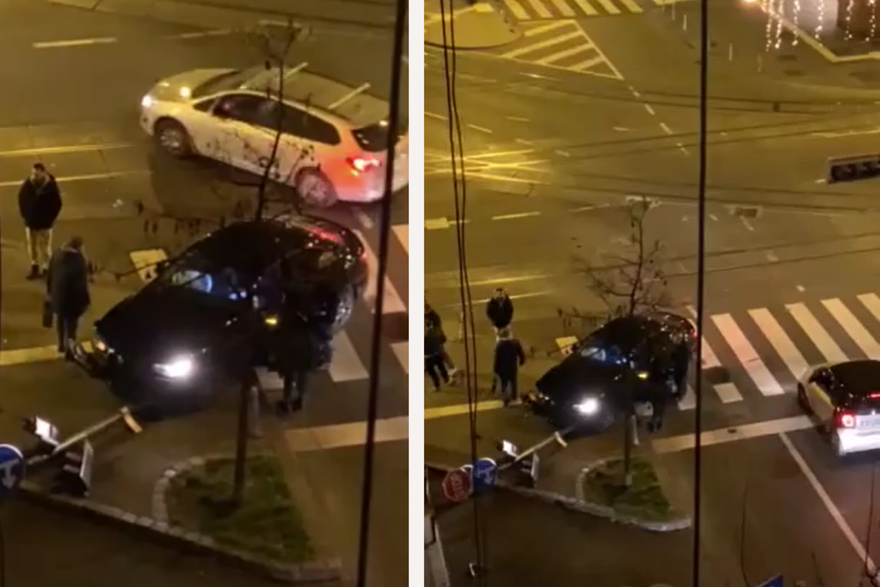 U Zagrebu se sudarila dva aututomobila, jedan se od siline udarca zabio u semafor