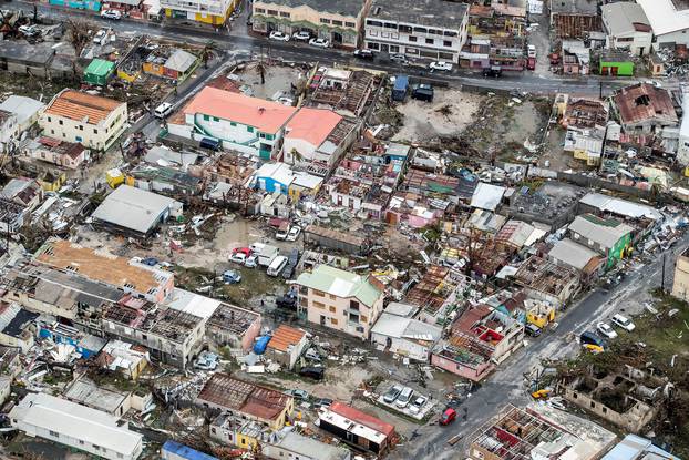 View of the aftermath of Hurricane Irma on Sint Maarten Dutch part of Saint Martin island in the Carribean