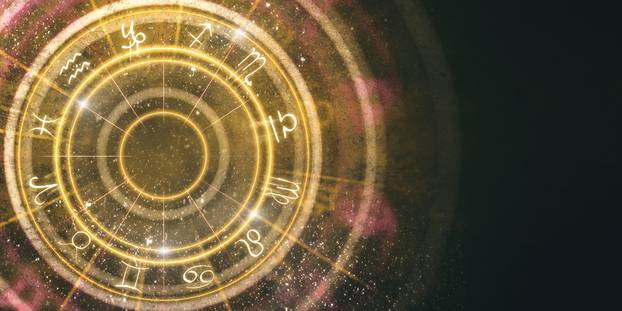 Abstract amber zodiac wheel background 