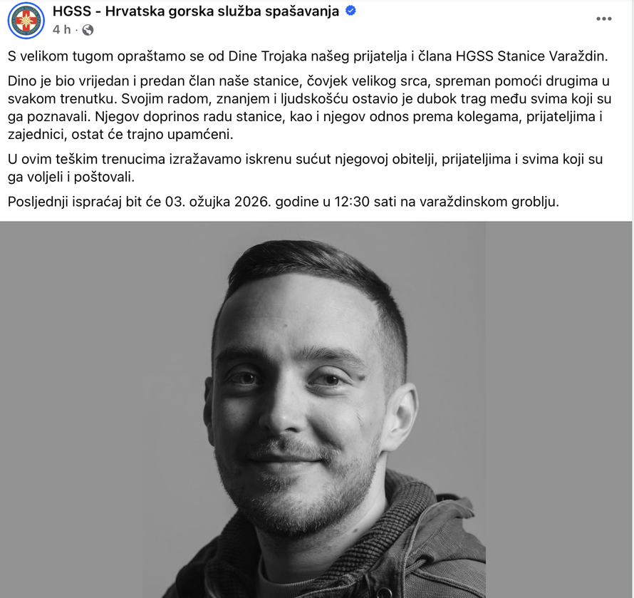 HGSS se oprostio od preminulog člana: Dino je bio vrijedan i predan član, čovjek velikog srca