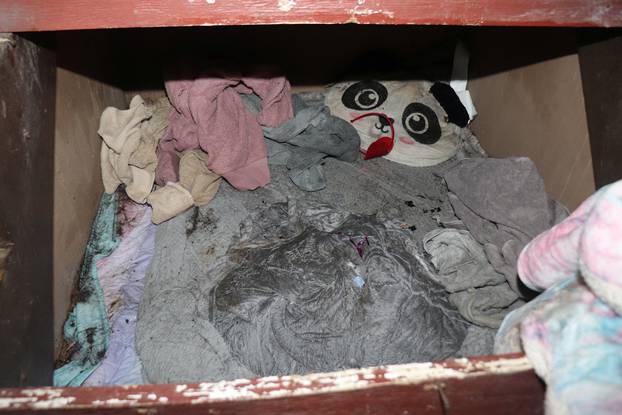 Makeshift room underneath a staircase, where 6-year-old Paislee Shultis was found by police in Saugerties