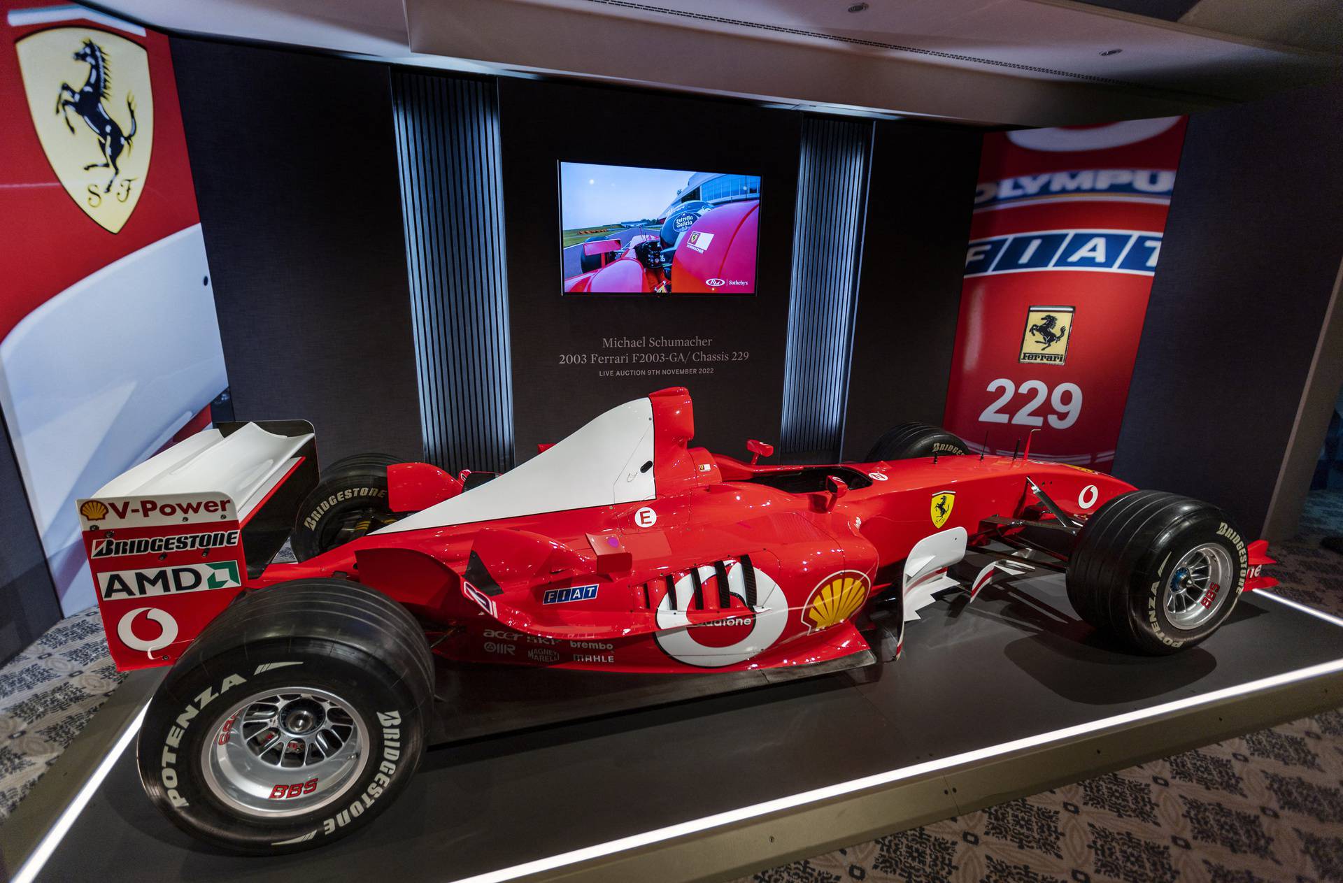 Schumacher F1 Ferrari preview at Sotheby's in Geneva