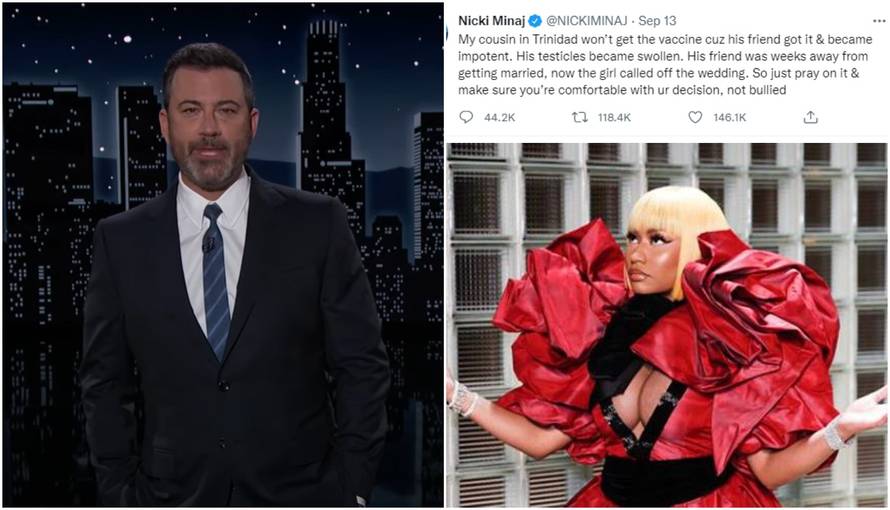 Fanovi Nicki Minaj sad su protiv cijepljenja, a Jimmy Kimmel želi intervju zbog 'oteknutih testisa'
