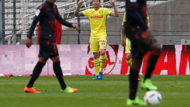 Nantes' Emiliano Sala celebrates after scoring