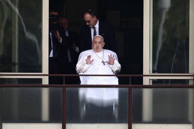 Pope Francis' first public appearance in five weeks on the day of his discharge from Gemelli Hospital, in Rome