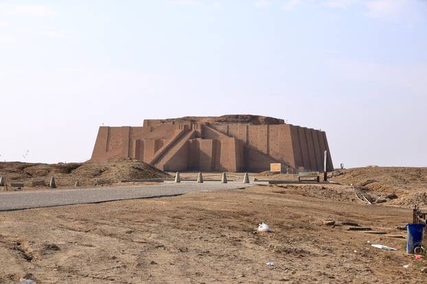 restored ziggurat in ancient Ur, sumerian temple, Iraq