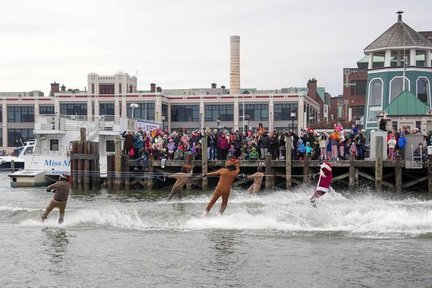 |Waterskiing Santa" skis along the Old Town Alexandria Waterfront in Virginia