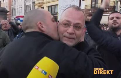 VIDEO Pogledajte trenutak u kojem je prosvjednik poljubio Zlatka Hasanbegovića na Trgu