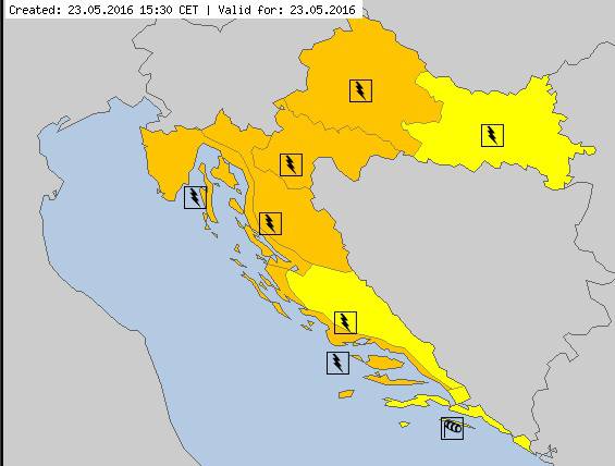 Cijelu Hrvatsku zahvatit će jak vjetar i grmljavinsko nevrijeme
