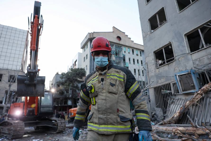Aftermath of an Israeli and the U.S. strike on a police station in Tehran