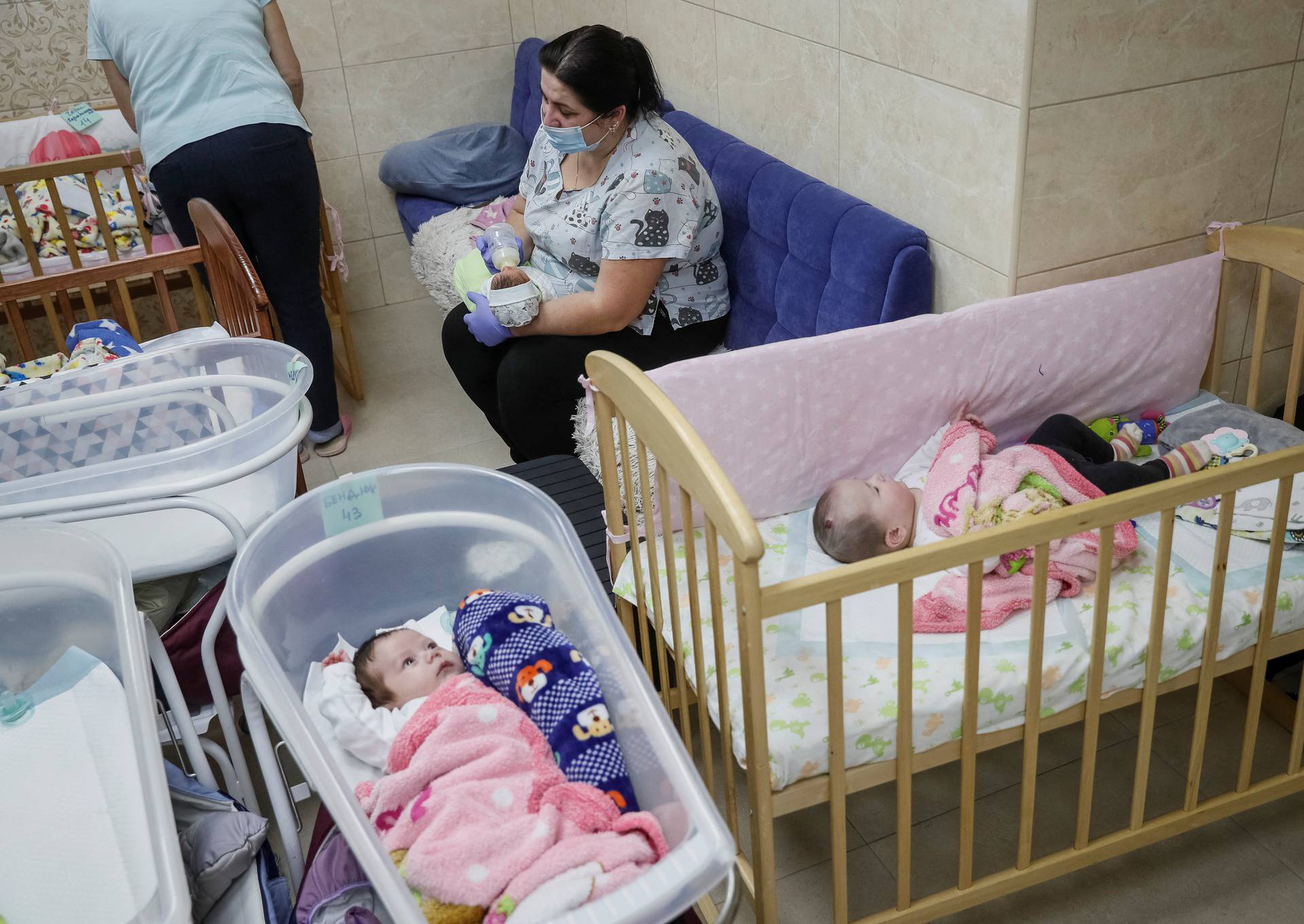 Babies born to surrogate mothers stranded in shelter amid Russia's invasion of Ukraine, in Kyiv