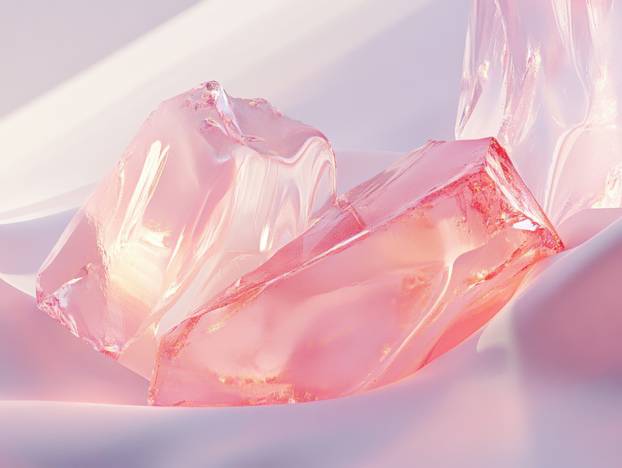 Soft Pastel Rose Quartz Crystal Display