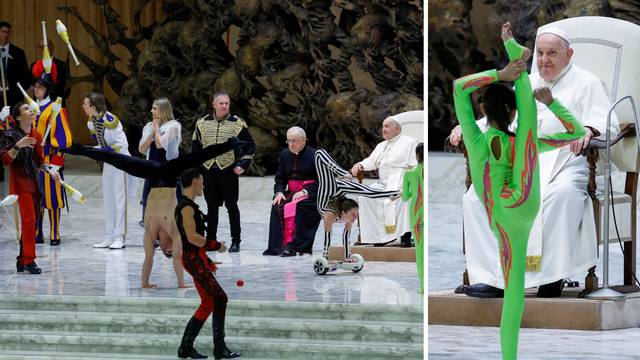 VIDEO Pogledajte vesele scene iz Vatikana: Papu Franju došli su  razveseliti članovi cirkusa...