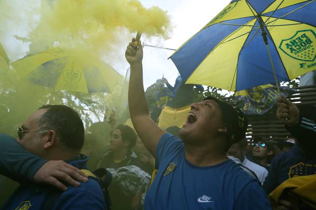 Boca Juniors Fans ahead of the Copa Libertadores match between River Plate and Boca Juniors