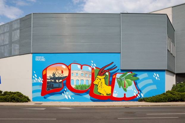 Pula: Novi mural na zidu trgovačkog centra