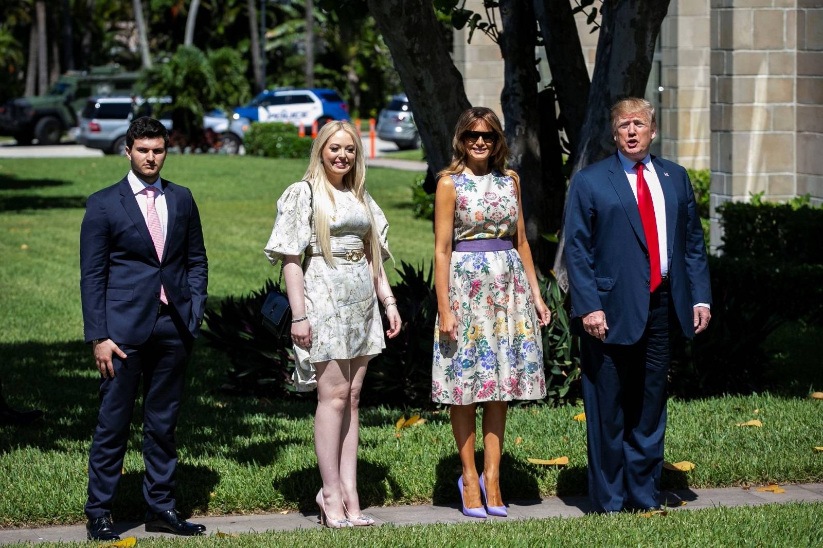 U.S. President Donald Trump and first lady Melania Trump attend Easter service