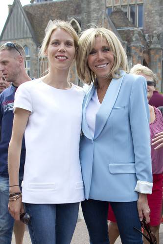 Brigitte Macron, epouse du president Francais Emmanuel Macron et sa fille Tiphaine Auziere  candidate suppléante