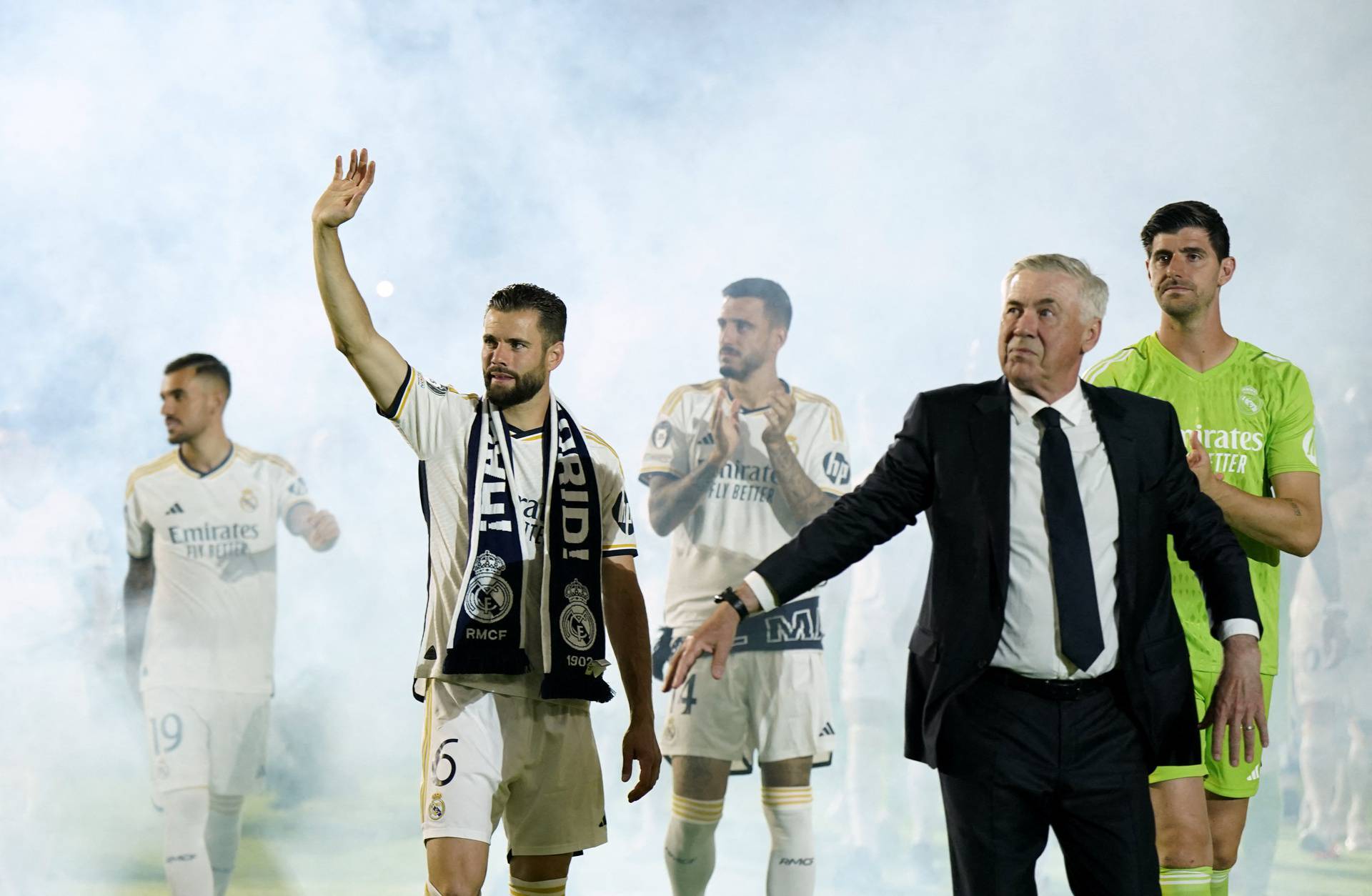 Real Madrid celebrate winning the Champions League