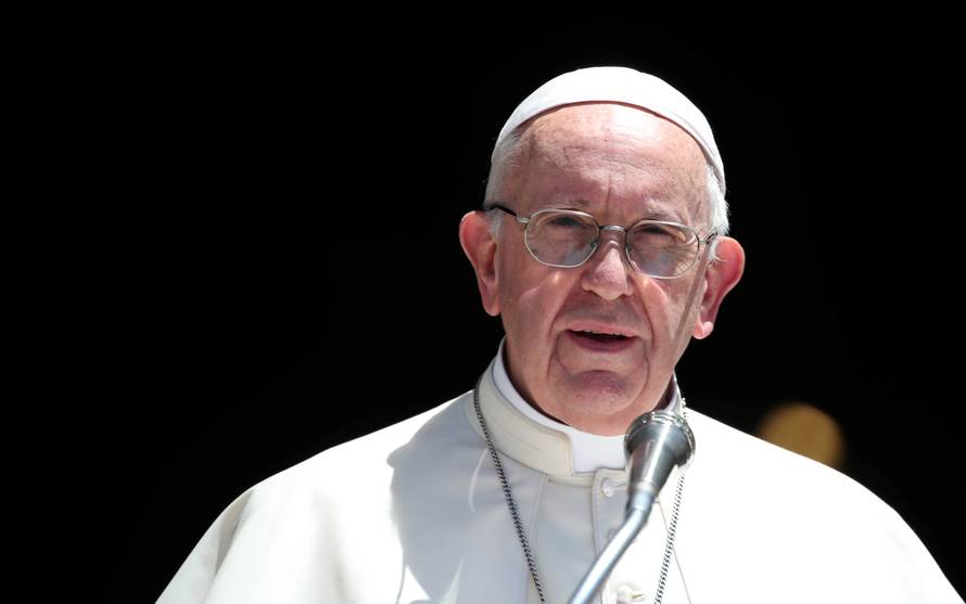 Pope Francis delivers a speech after a meeting with Patriarchs of the churches of the Middle East at the St. Nicholas Basilica in Bari