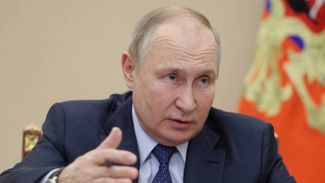 Russian President Vladimir Putin holds the annual meeting of the Presidential Council for Civil Society and Human Rights, via video link in Moscow