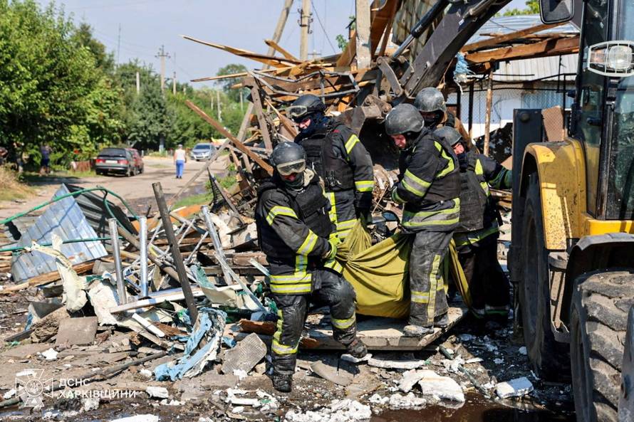 Aftermath of a Russian drone attack in Kharkiv region